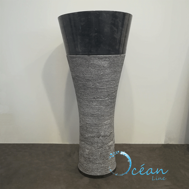 Vasque sur pied en marbre poli noir - Clara