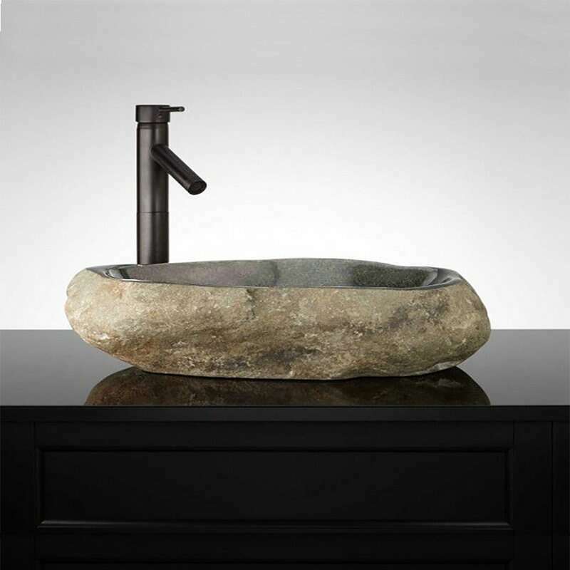 Vasque à poser 60 cm en pierre de rivière, Galéo