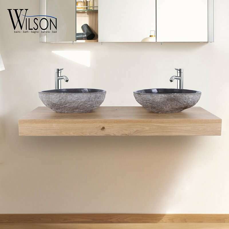 Plan suspendu pour vasque 120 cm Chêne naturel - Monica