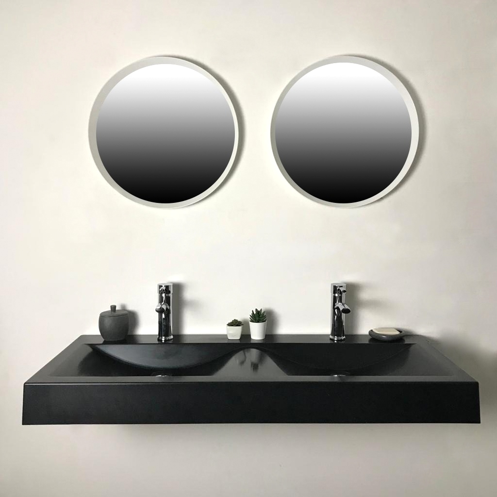 Double vasque à poser ou à suspendre Noir 120 cm en Pierre de synthèse - Eva