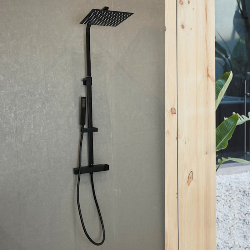 Colonne de douche noir mat avec thermostatique - Thalo