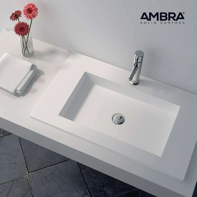 Plan vasque intégrée 75 cm en Solid surface - Lilia