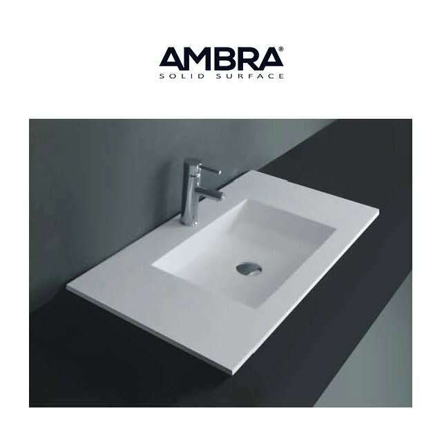 Plan vasque intégrée 90cm en Solid surface - Lilia